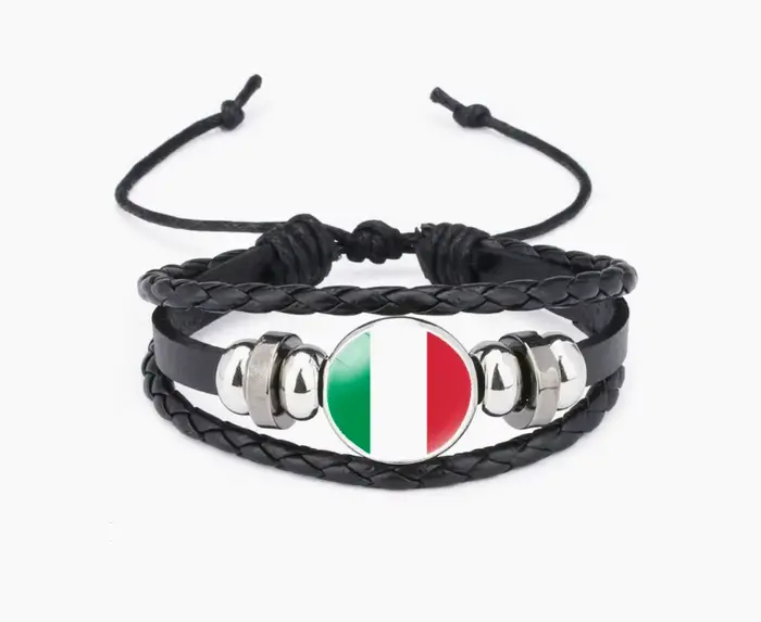 Bracelet personnalisé SANDEI en verre et alliage de zinc rougeâtre, dragon vert, marquage à chaud, rouge rouille, vert foncé pour homme et femme occasions spéciales