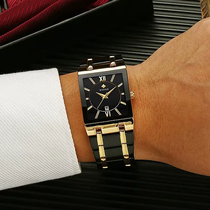 WWOOR 2025 mode hommes montres haut de gamme montre-bracelet de luxe Quartz carré étanche genève conception