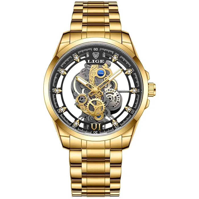 Nouvelle Montre Homme LIGE Squelette Quartz