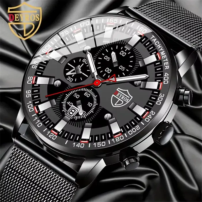 DEYROS luxe hommes d'affaires montre-bracelet à Quartz calendrier mode hommes montre de sport décont