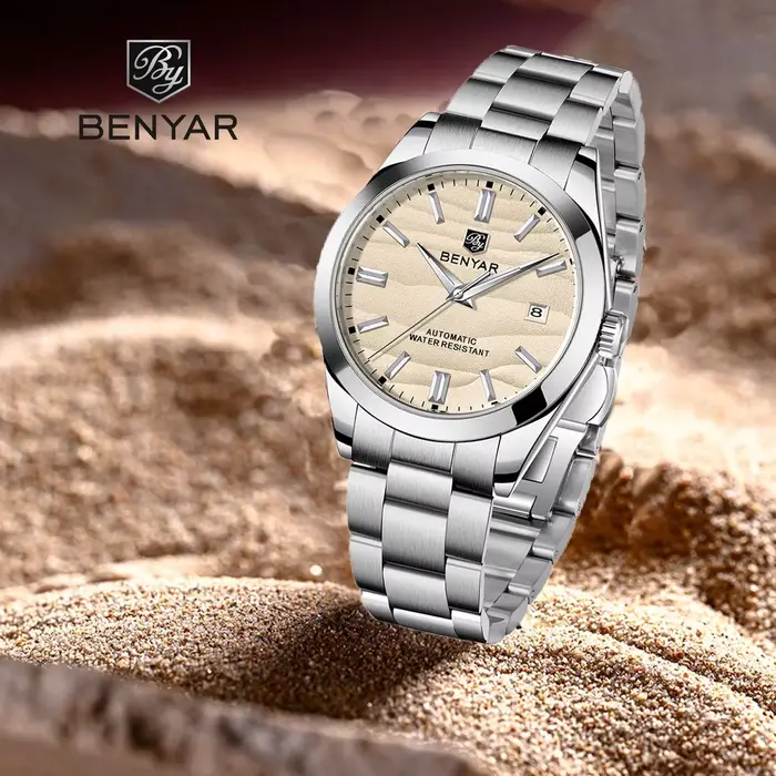 BENYAR 2024 sable Dia 40MM montre mécanique pour hommes d'affaires en acier inoxydable 316L Simple 5Bar étanche