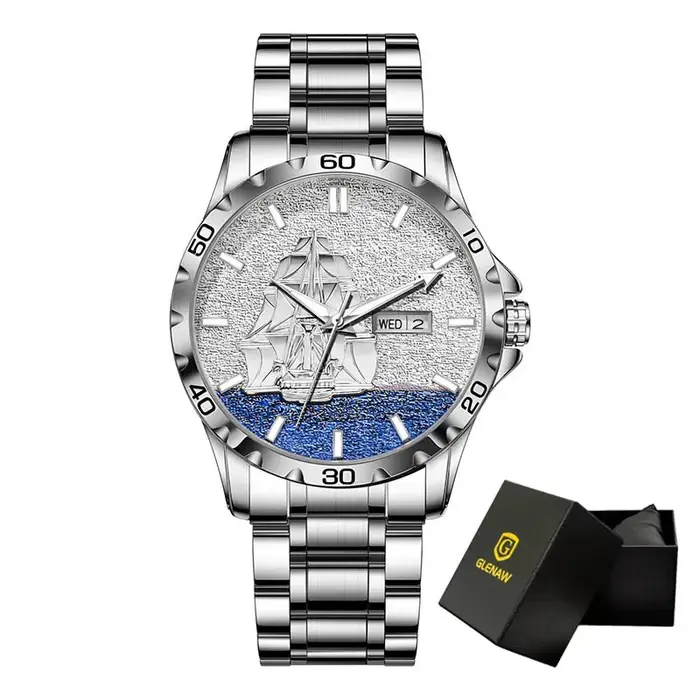 Montre GLENAW, design nautique tridimensionnel