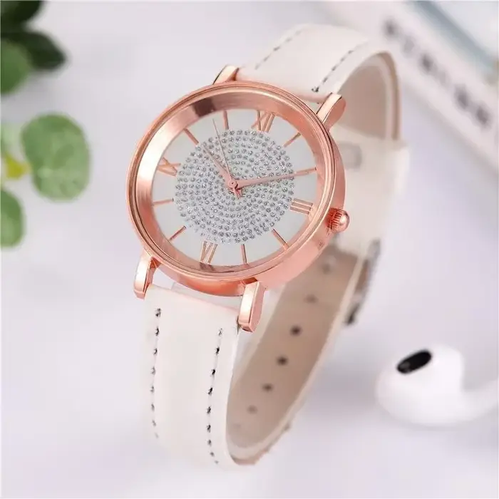 Montre-bracelet femme cadran en biscuits bracelet en cuir montre sans fil rapide mode décontractée quartz cadeauoccasionnelspecialexpressionstylepersonnel