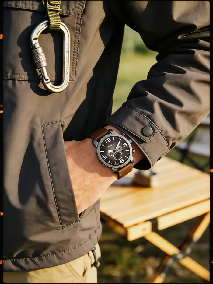 Montre chronographe surdimensionnée en acier inoxydable fumé à quartz pour homme grandes occasions spéciales et aventures