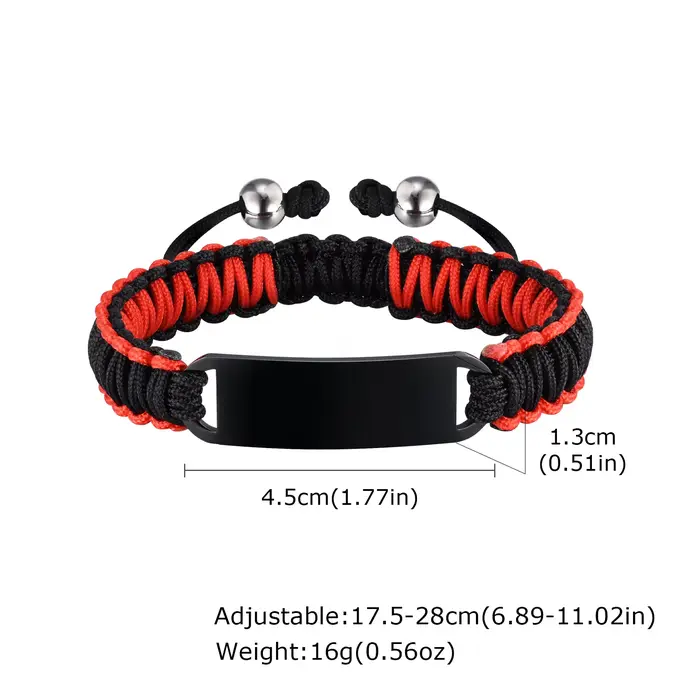 Bracelet tressé en Nylon à graver gratuitement pour hommes et garçons, Bracelets en corde réglables 