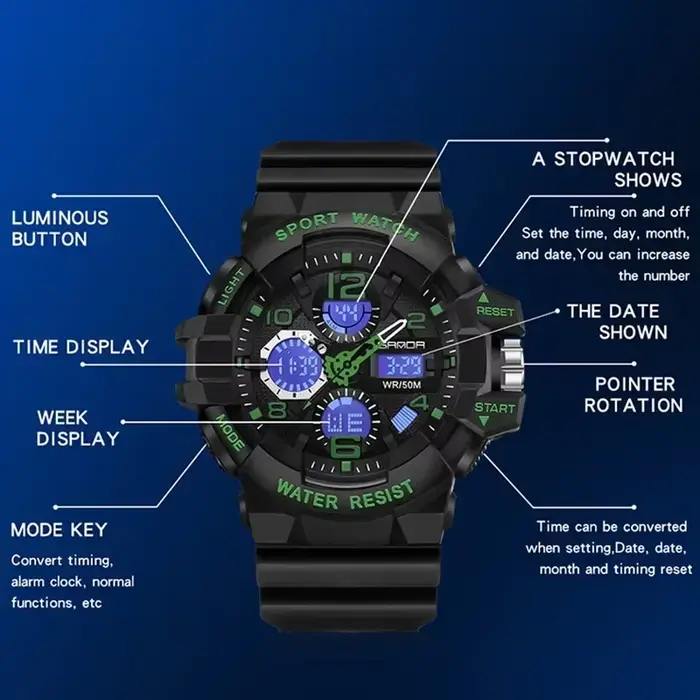 SANDA – montre militaire G-Style pour hommes