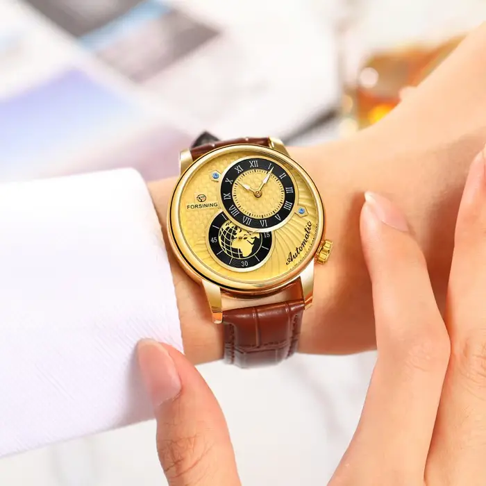 Nouvelle mode Sport course Design or noir hommes montres haut de gamme de luxe mâle automatique mécanique
