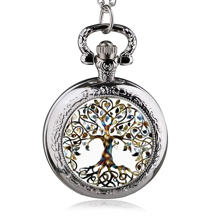 Montre de poche arbre de vie en Bronze pour hommes et femmes