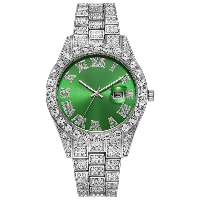 Montre-bracelet à Quartz entièrement en acier doré pour hommes