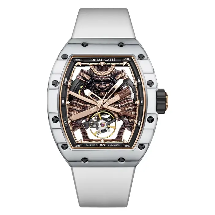 BONEST GATTI BG9008 mode mouvement automatique montre-bracelet squelette guerrier grand cadran verre