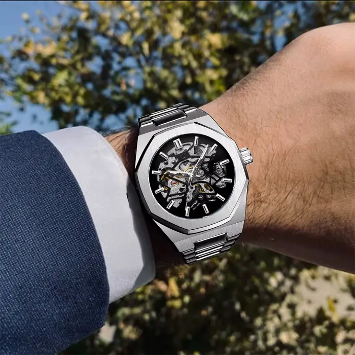 FORSINING mode automatique hommes montres haut de gamme mécanique Transparent étanche militaire en acier inoxydable
