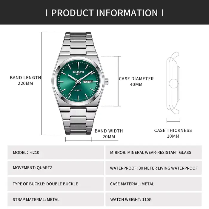 Homme montre montre à Quartz de luxe étanche lumineux Date semaine en acier inoxydable montre pour hommes mâle relógios masculino reloj hombre