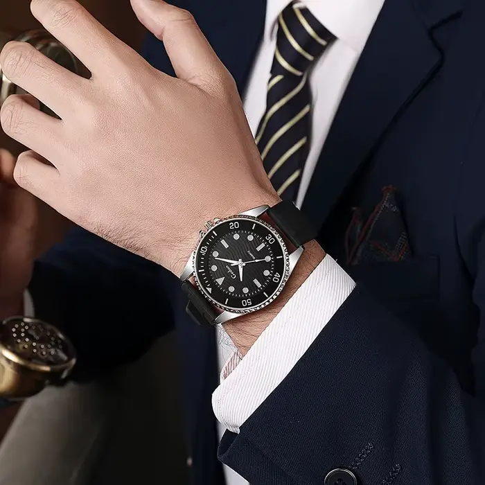 Montre homme silicone quartz décontractée et élégante pour homme, parfait pour activités sportives et sorties décontractées