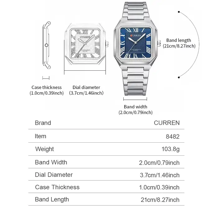 Montre carrée pour homme CURREN