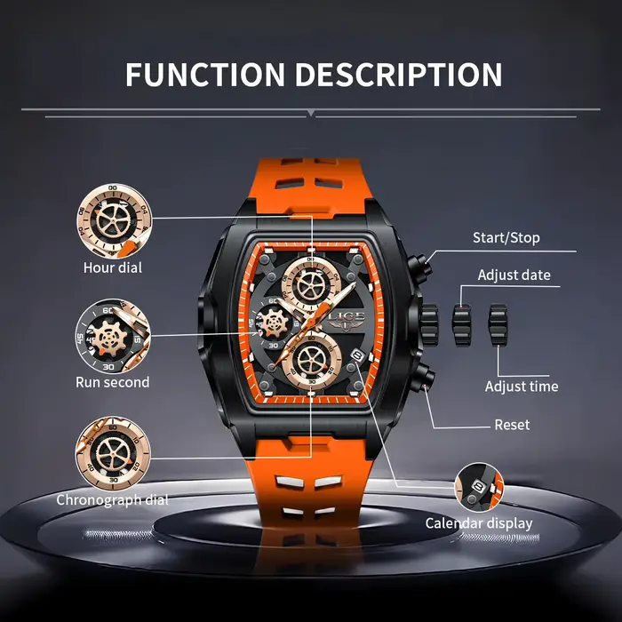 Montre à Quartz LIGE Élégante pour Hommes avec Fonction Chronographe Lumineux et Résistance à l'Eau Occasions Spéciales Activités Aquatiques Style Casual Mode
