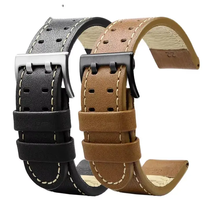 Bracelet de montre en cuir véritable pour hommes