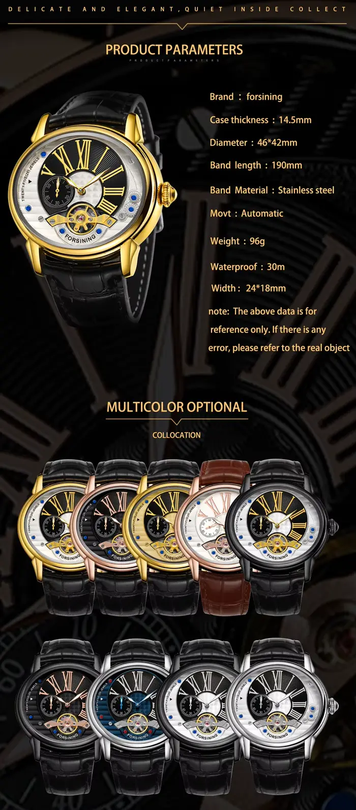 Forsining-Montres Mécaniques Automatiques en Cuir pour Homme