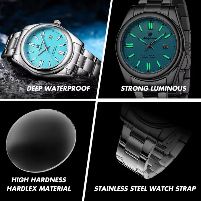 PAAZOMU – montre ronde rétro pour hommes