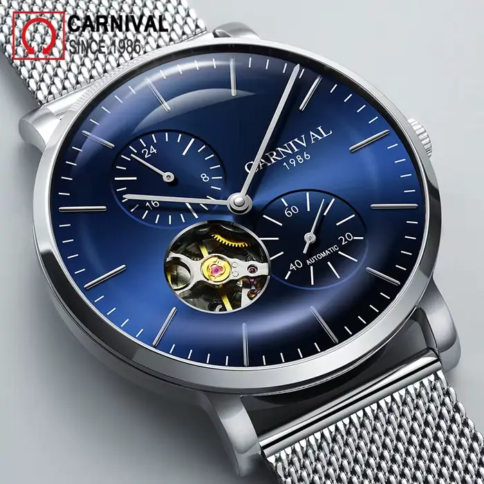Montre Carnival Mécanique Saphir Homme Style Luxe Fêtes Occasions Spéciales Robuste Chic Casual