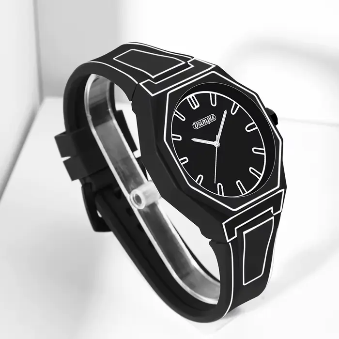 Montre-bracelet à quartz de style Preppy - Cadran rond