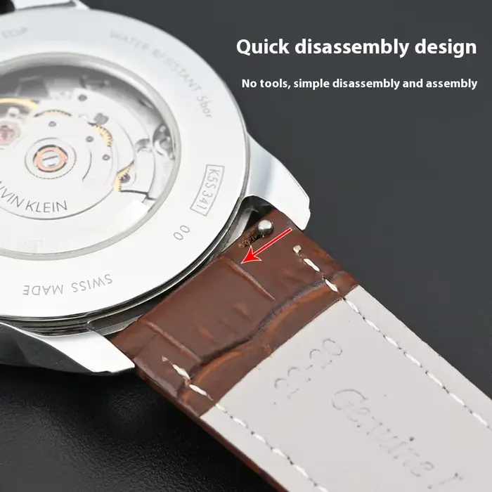 Bracelet de montre en cuir véritable pour hommes et femmes