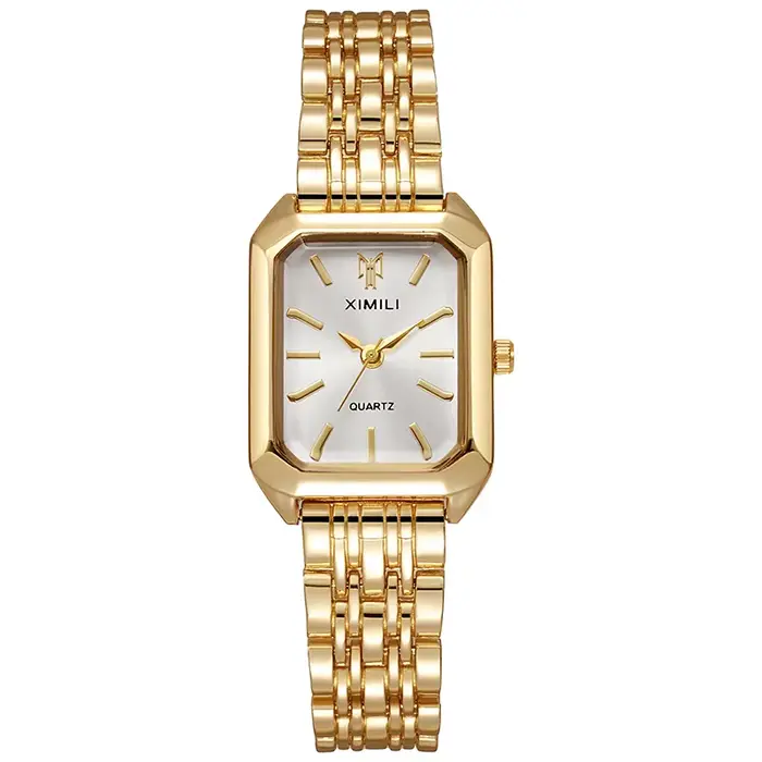 Montre à quartz de luxe pour femme, horloge rectangulaire, bracelet en acier, cadeau pour fille