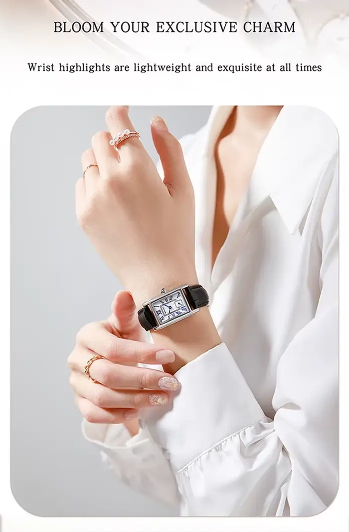 Montre Quartz Femmes 2023 Style Mode et Décontracté Rectangle Résistance à L'Eau Occasions Professionnelles et Festives