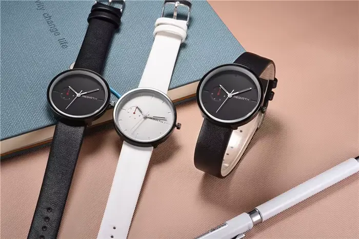 Rebirth-Montre-bracelet à quartz avec bracelet en cuir pour hommes et femmes