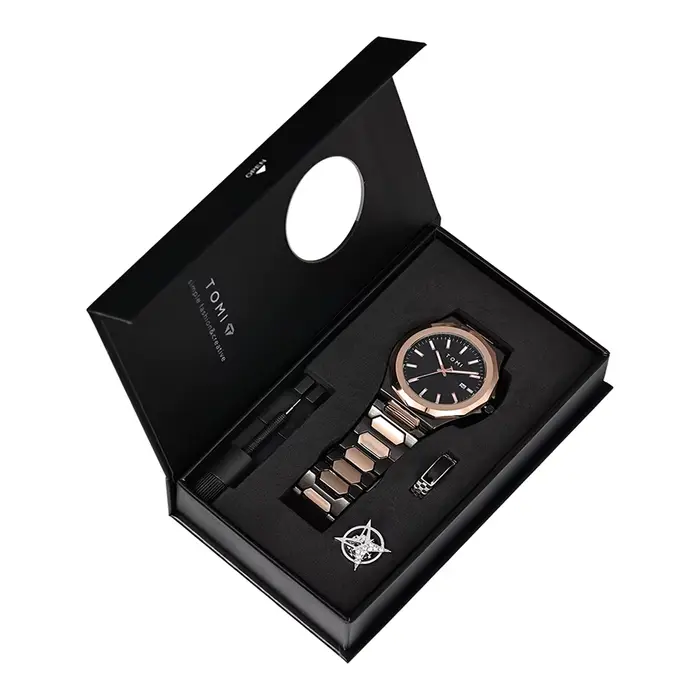 TOMI montre pour hommes d'affaires de luxe coffret cadeau boîtier en or Rose de haute qualité montre