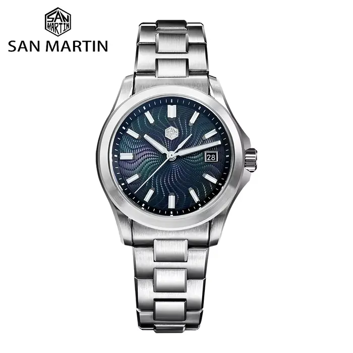San Martin montre 39mm robe de luxe mis5 9015 montres mécaniques automatiques pour hommes avec vadrouille Guilloche 100m étanche SN0150
