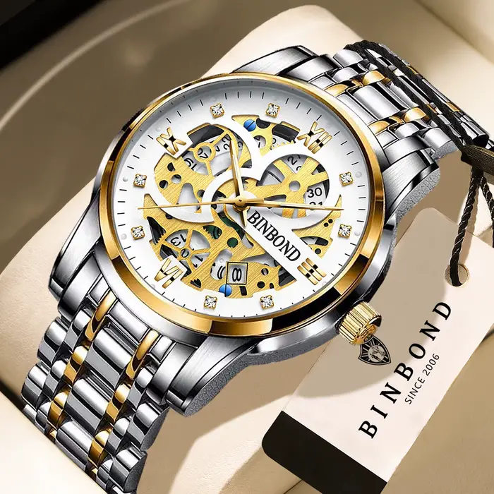 Montres à quartz précises et ajourées de la marque BINBOND pour hommes