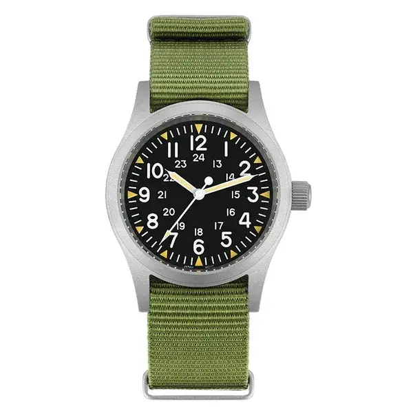 Militado ML05 38mm montre militaire mis5 2035 mouvement bombé saphir cristal C3 vert lumineux 10Bar étanche montres Vintage