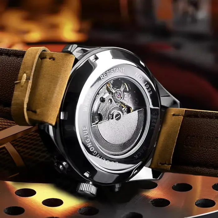 Montre mécanique automatique en acier inoxydable pour homme avec fonction lumineuse et résistance à l'eau 5 ATM pour occasions spéciales et tous les jours