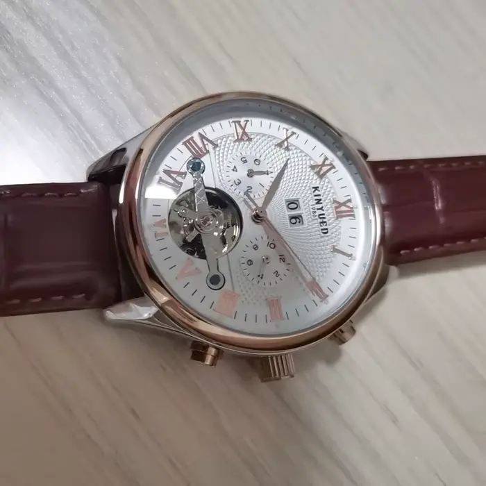 KINYUED Tourbillon hommes montres mode affaires automatique montre mécanique