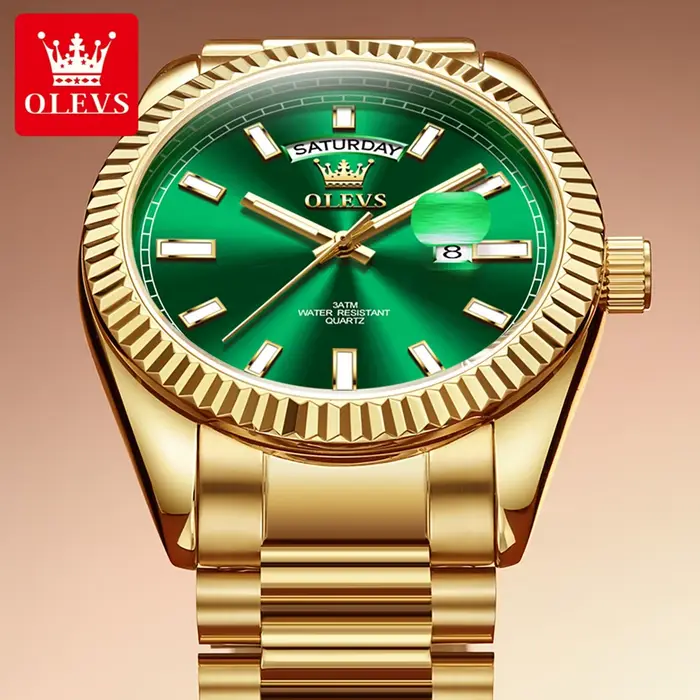 Montre de Luxe OLEVS 5650 Style Affaires Sport Chronographe Calendrier Complet Plongeur Résistante à L'eau Occasions Spéciales Hommes