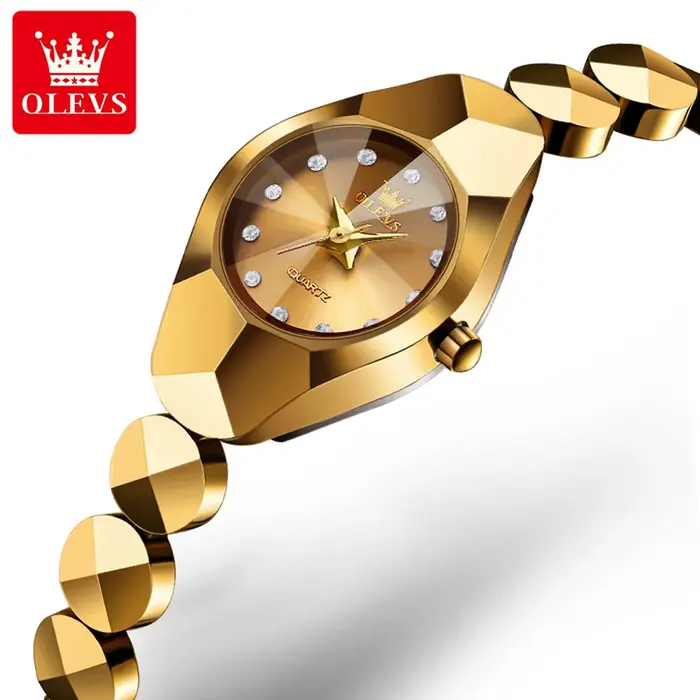 OLEVS 7007 montre à Quartz originale pour femmes miroir rhombique étanche dames montre-bracelet bracelet en acier