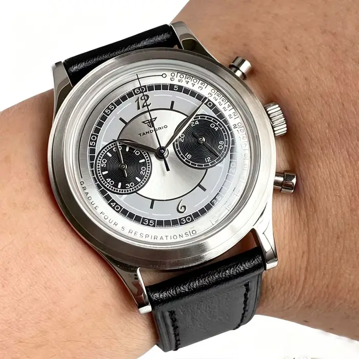 Montre Quartz Tandorio Vendange Chronographe Multifonction Hommes Occasions Spéciales Elégante Cuir Acier Inoxydable