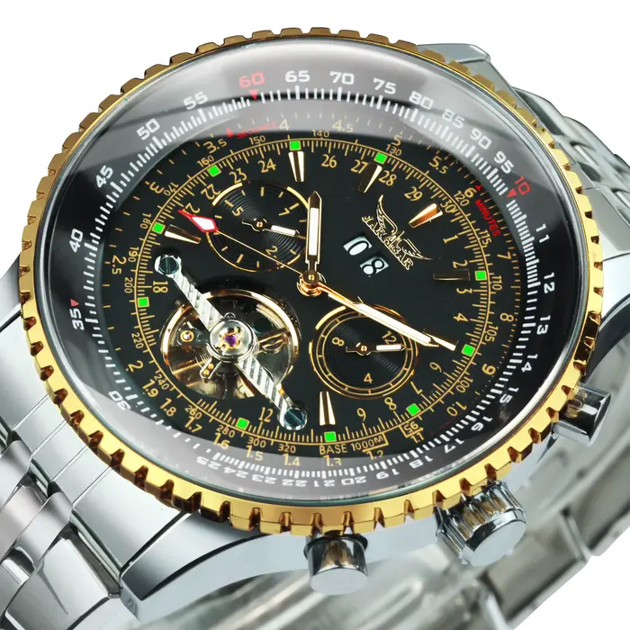 Montre Jaragar automatique sport militaire multifonction tourbillon squelette pour hommes résistante à l'eau et aux chocs occasions spéciales