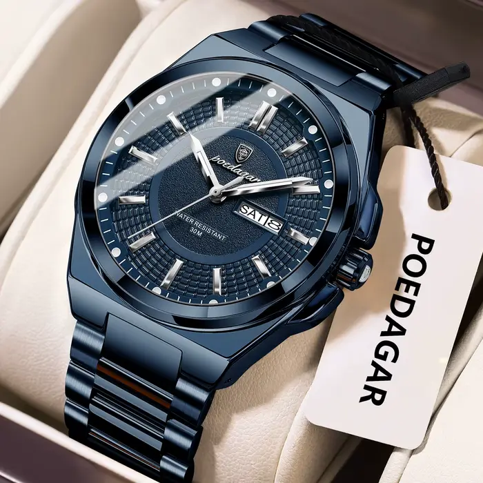POEDAGAR Sport Original hommes horloge Quartz Date semaine luxe homme montre-bracelet étanche lumine