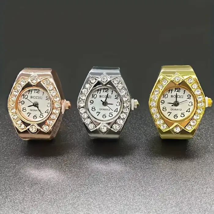 Montre à anneau quartz diamant pour hommes et femmes trois yeux élégante à offrir pour occasions spéciales