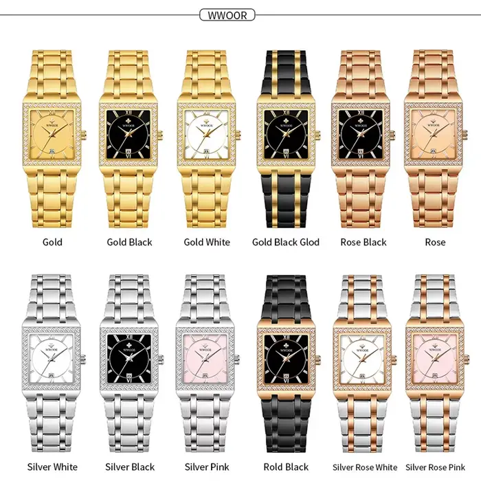 WWOOR nouvelle Montre en or 8858 pour femmes
