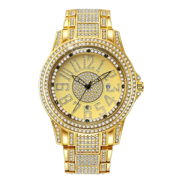 Montre à quartz en alliage de diamant pour homme