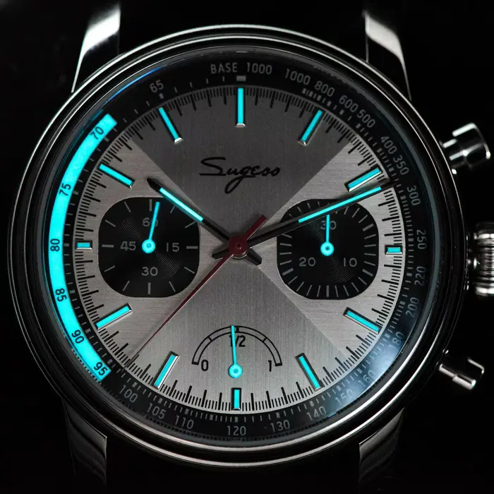 Sugess montre pilote hommes ST1906 mouvement main vent chronographe montres saphir étanche