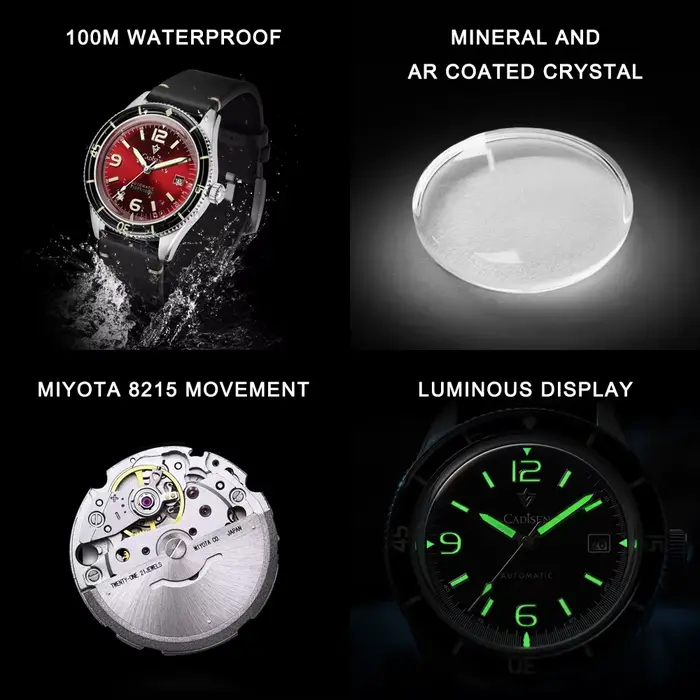 Montre Cadisen 2026 Automatique avec Boucle à Crochet Cuir Véritable Élégante pour Hommes Occasions Spéciales Résistante à L'eau