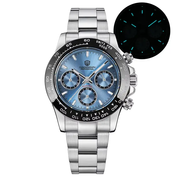 Montre chronographe à quartz Watchdives Wd16500 V2 VK63 avec lunette en acier saphir