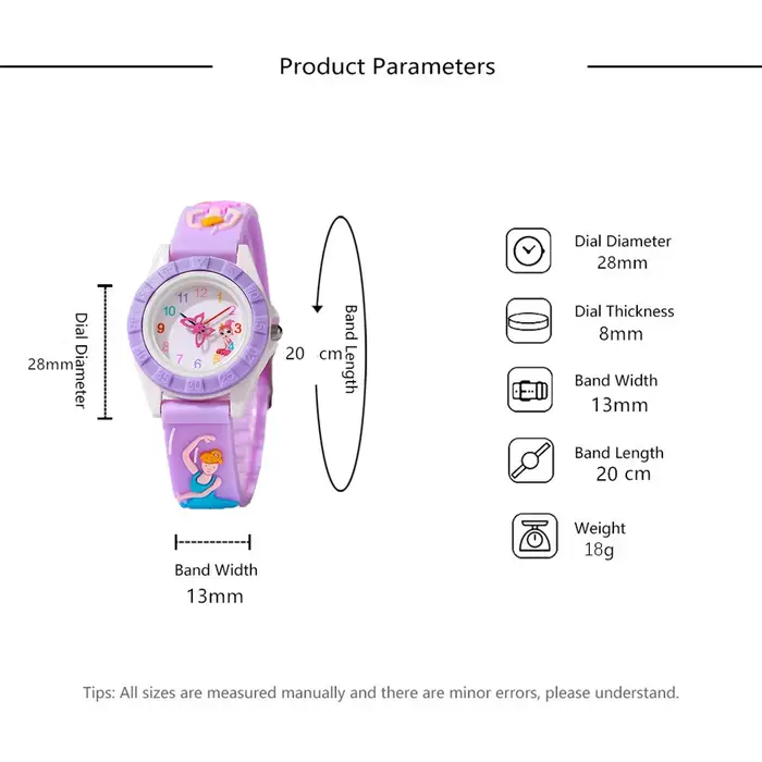 Montres pour enfants Montre à quartz pour filles avec dessin de ballet