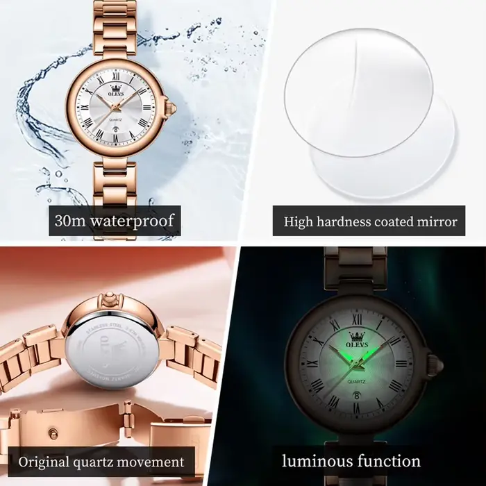 OLEVS montres pour femmes élégant mode or Rose Original montre-bracelet à Quartz étanche lumineux Date montre pour dame tendance décontracté