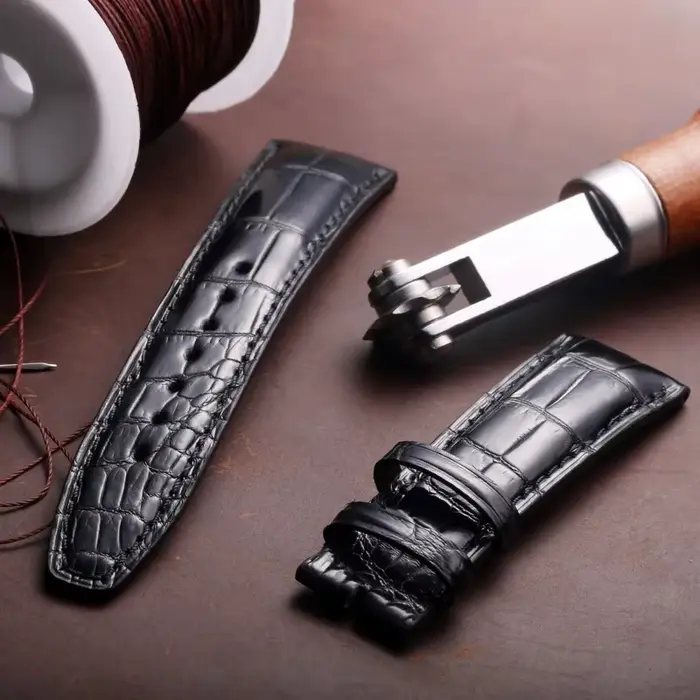 Bracelet de montre en cuir de crocodile HEMSUT élégant pour montres traditionnelles occasions spéciales