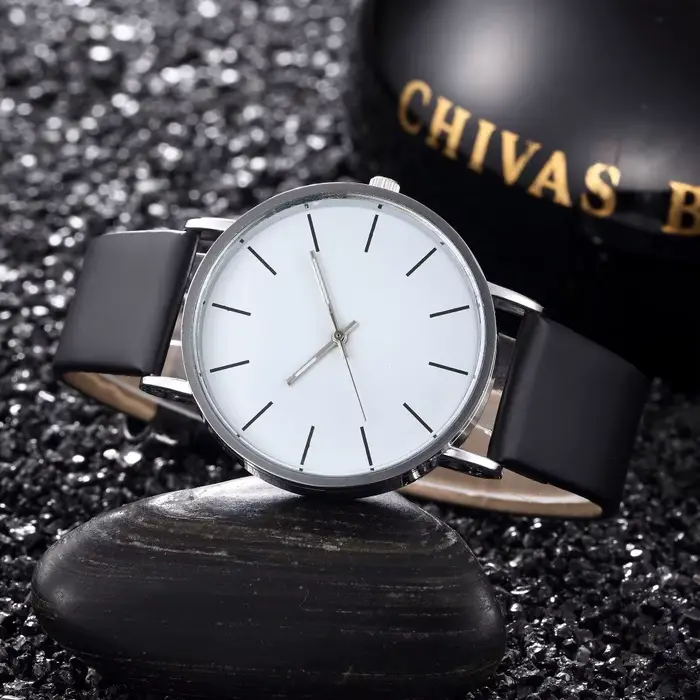 Relogio Masculino – montre-bracelet à Quartz en cuir pour hommes