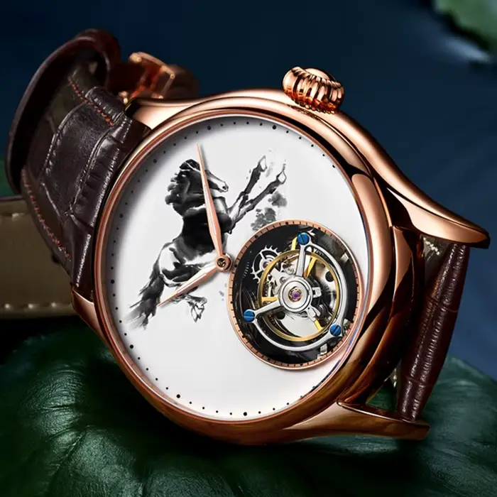 Montre Aesop édition limitée avec tourbillon et double face en pierres précieuses pour homme ocassions spéciales